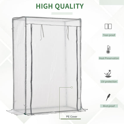 Outsunny 101 X 50 X 150cm Greenhouse Pe Cover With Zipper Roll-Up Door Outdoor Green