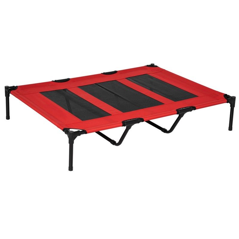 PawHut Pawhut Raised Dog Bed Cooling Elevated Pet Cot With Breathable Mesh For Indoor Outdoor Use Red