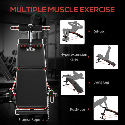 Steel Foldable Home Core Workout Bench Red/Black