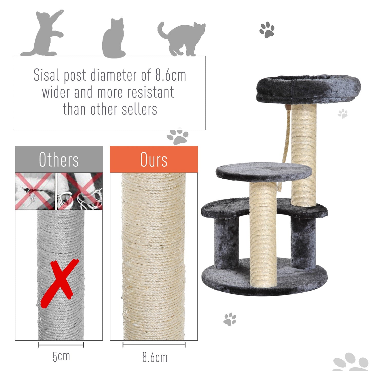 PawHut Cat Tree Kitty Scratcher Kitten Activity Center