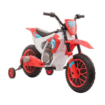 Homcom Homcom 12V Kids Electric Motorcycle Ride-On With Training Wheels For Ages 3-6 Years - Red