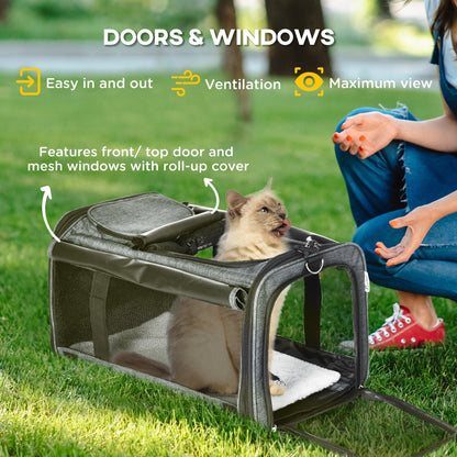 PawHut 4 in 1 Pet Carrier On Wheels for Cats