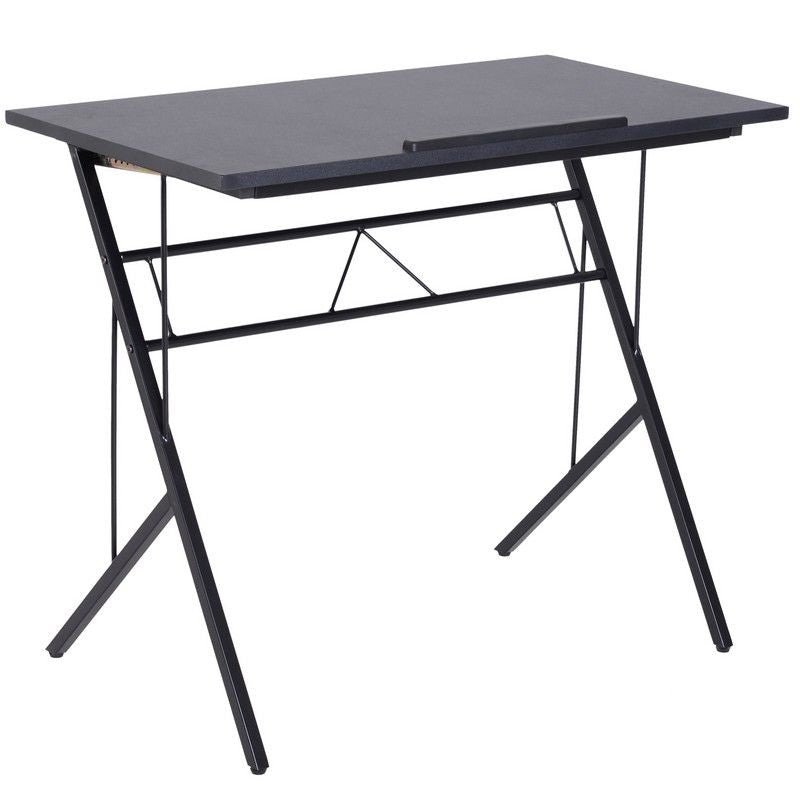 Vinsetto Vinsetto Adjustable Height Drawing Table Writing Workstation Art Drawing Drafting Board Craft Table with Tiltable Tabletop Black 90L x 50W x 76-116.5H cm