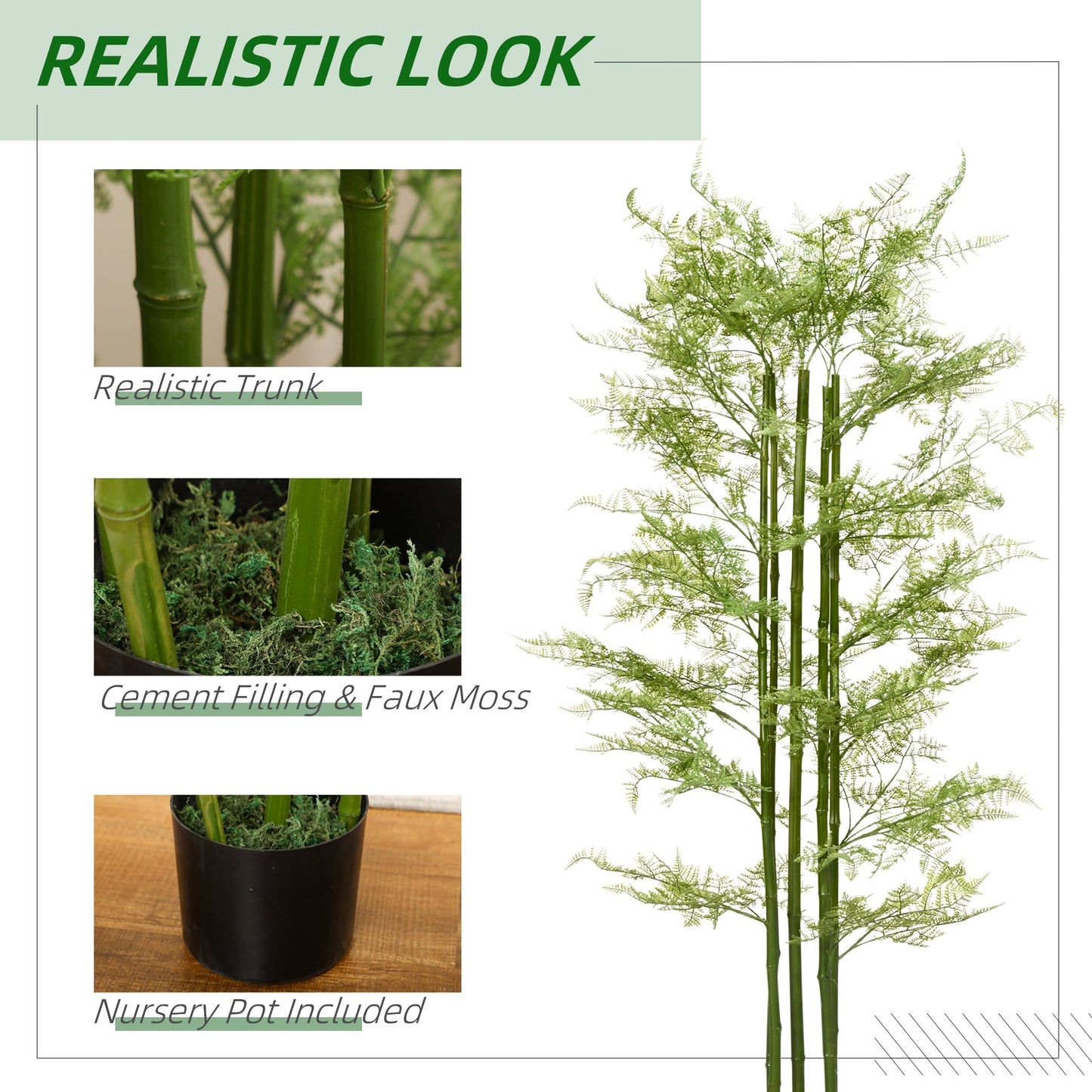 Homcom Decorative Artificial Plants Asparagus Fern Tree In Pot Fake Plants For Home Indoor Outdoor Decor 155cm