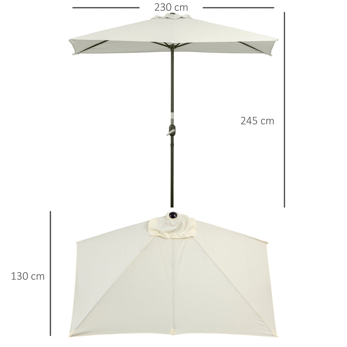 2.3m Half Steel Frame Outdoor Parasol Beige