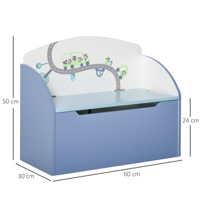 Kids Two-In-One Toy Storage Box and Seat – Blue