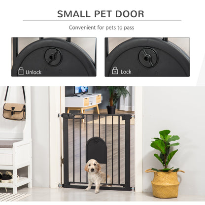 PawHut Dog Gate with Cat Flap Pet Safety Gate Barrier