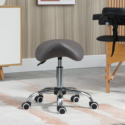 Cosmetic Stool 360° Rotate Height Adjustable Salon Massage Spa Chair Hydraulic Rolling Faux Leather Saddle Stool