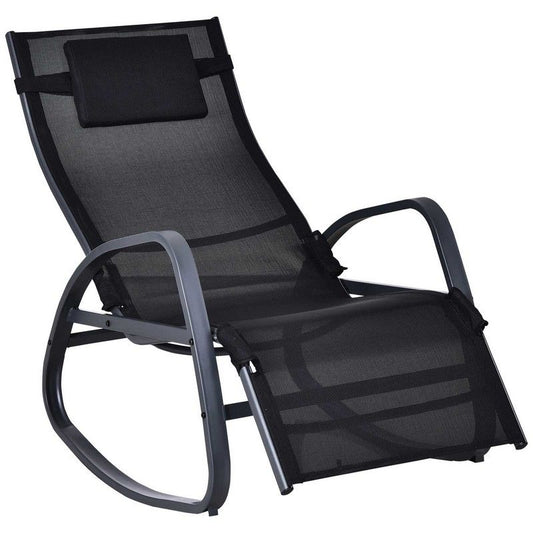 Outsunny Outsunny Garden Rocking Chair With 5-Level Adjustable Backrest