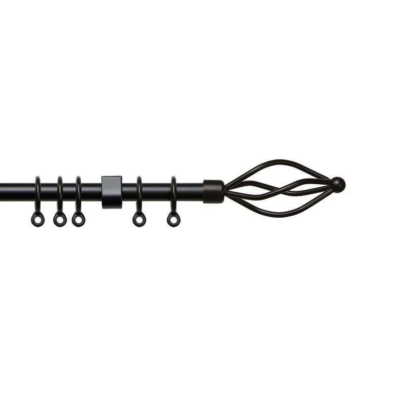 Speedy County Crown 125-215cm Curtain Pole Set Black - 16-19mm