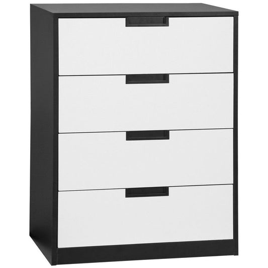 Homcom Homcom Drawer Chest 4-Drawer Storage Cabinet Organiser For Bedroom Living Room 60cmx40cmx80cm White And Black