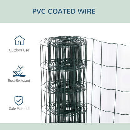 PawHut 1M x 10M Chicken Wire Mesh Roll Rabbit Poultry Animal Fence PVC Coated Steel Metal Garden Netting Fencing