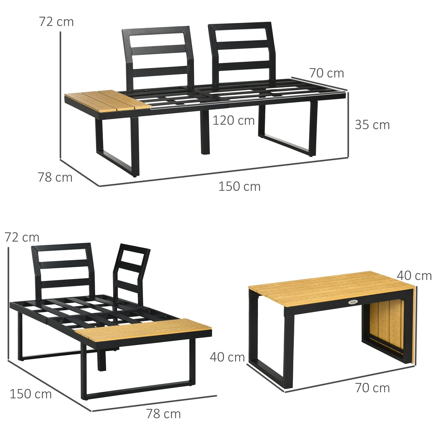 3-Pieces Patio Furniture Set