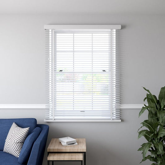 Speedy Venetian Blind 50mm Slat Faux Wood White - 45cm Width