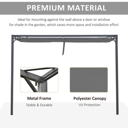 3M Outdoor Pergola Retractable Canopy Wall Mounted Gazebo Patio Shelter Sun Shade