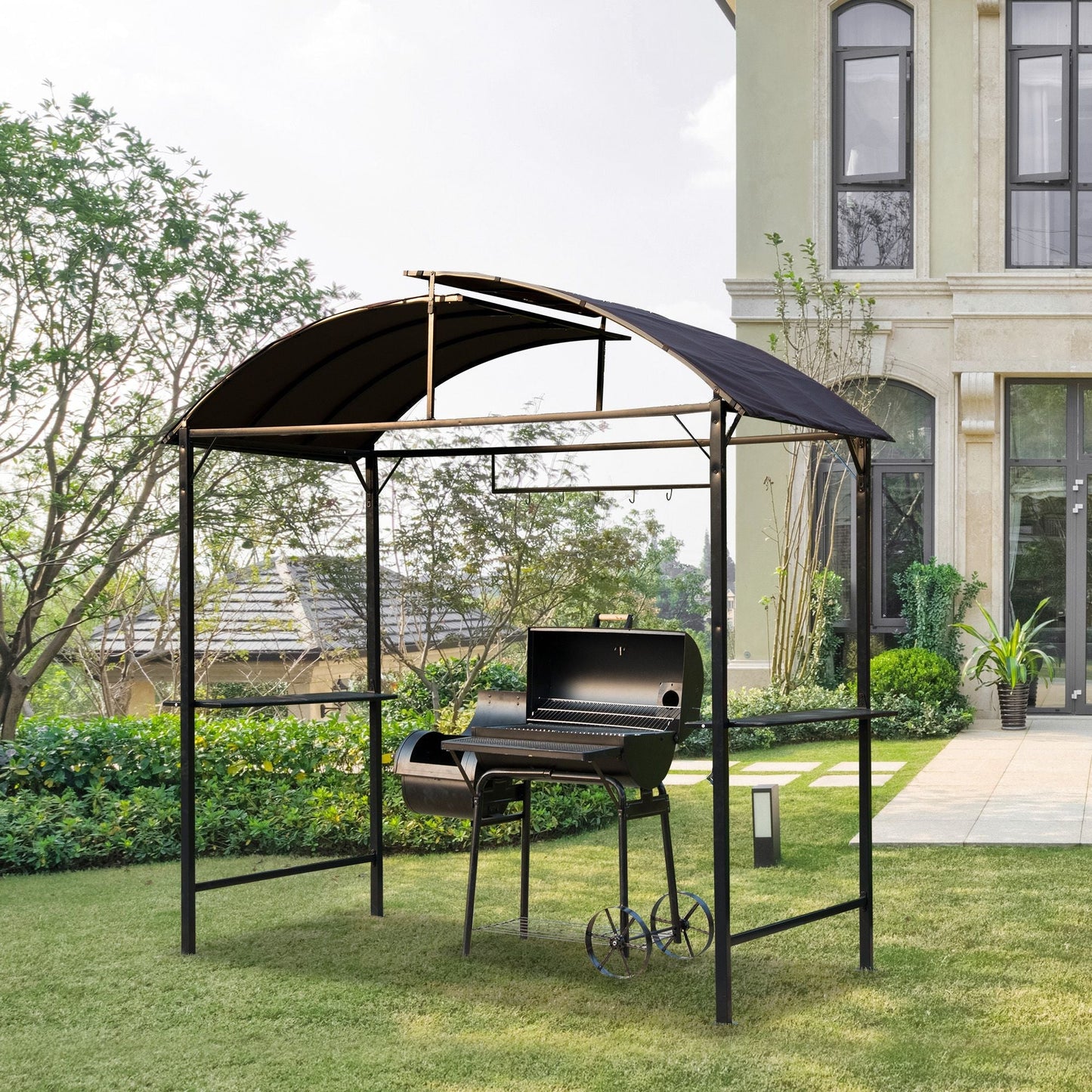 Outsunny 2.5 x 1.2M Metal BBQ Shelter - Coffee