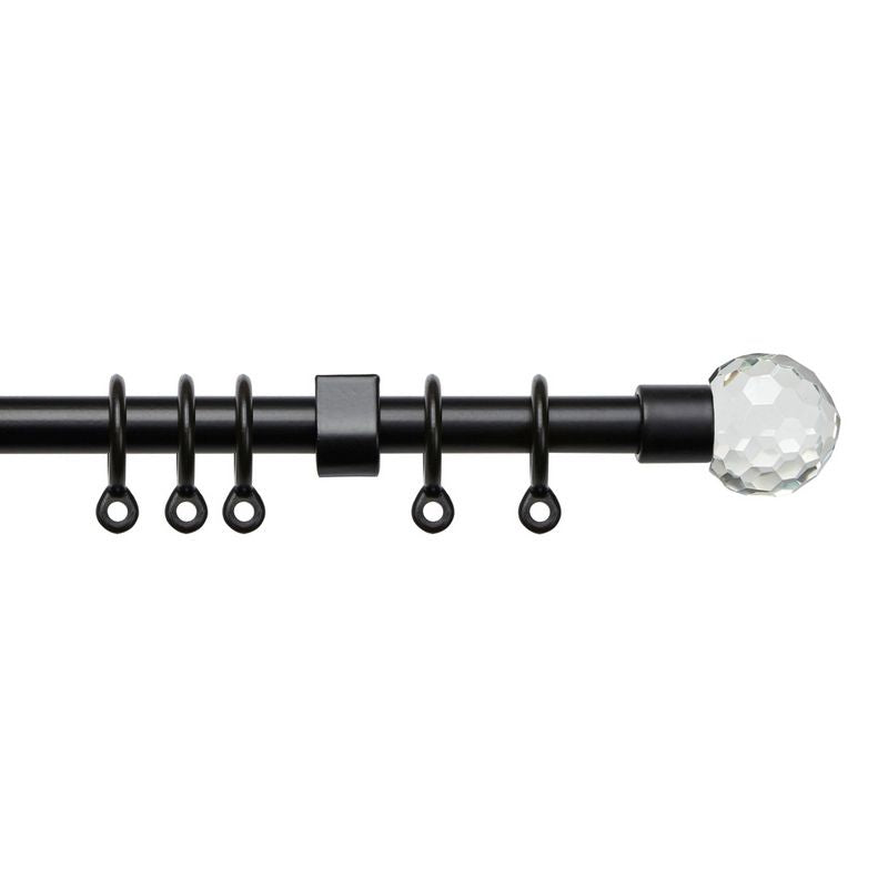 Speedy Simply 120-210cm Extendable Curtain Pole Set Ball Finial Black - 13-16mm