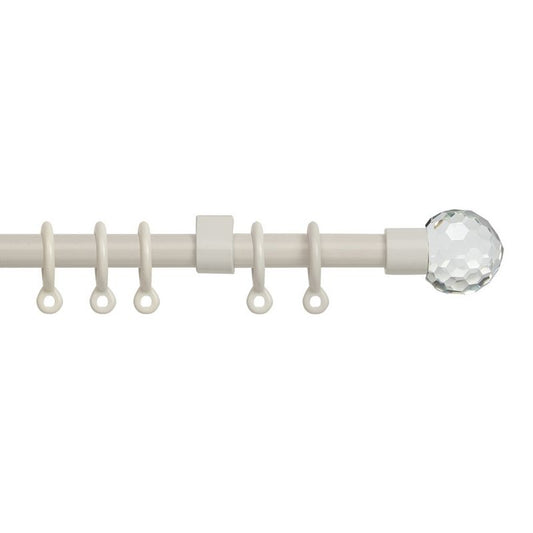 Speedy Simply 120-210cm Extendable Curtain Pole Set Ball Finial Cream - 13-16mm