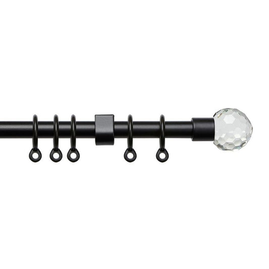 Speedy Simply 150-280cm Extendable Curtain Pole Set Ball Finial Black - 13-16mm