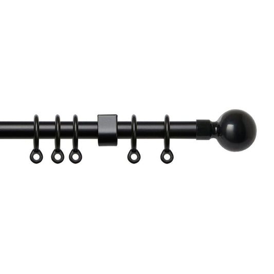 Speedy Simply 120-210cm Extendable Curtain Pole Set Ball Finial Black - 13-16mm