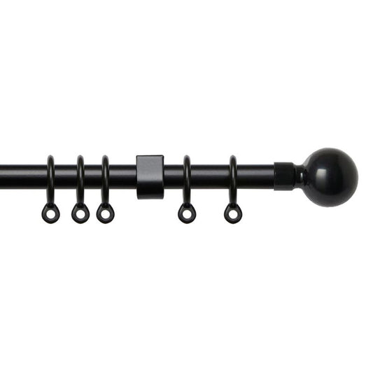 Speedy Simply 150-280cm Extendable Curtain Pole Set Ball Finial Black - 13-16mm