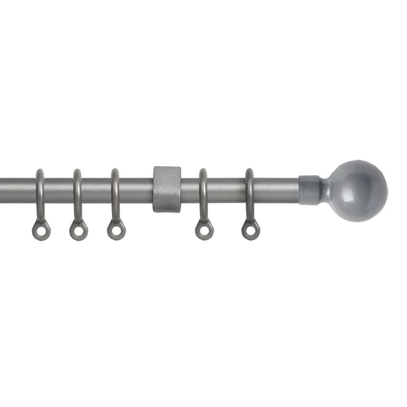 Speedy Simply 120-210cm Extendable Curtain Pole Set Ball Finial Silver - 13-16mm