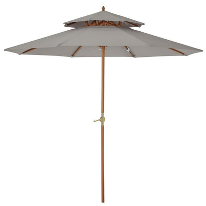 Outsunny Outsunny 2.7 M Garden Parasol Umbrella Double Tier Garden Umbrellas Outdoor Sun Umbrella Sunshade Bamboo Parasol Grey