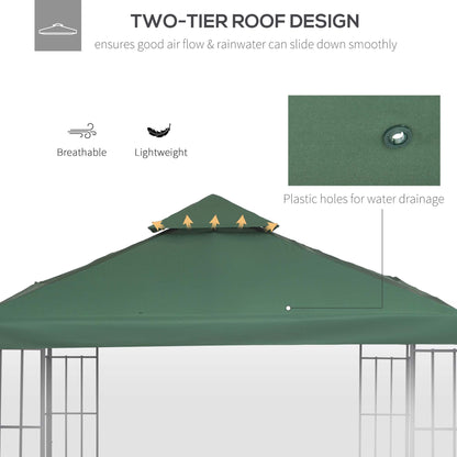 3M Gazebo Top Cover Double Tier Canopy Replacement Pavilion Roof Dark Green