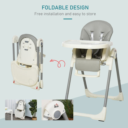 Babies Foldable PU Highchair Grey