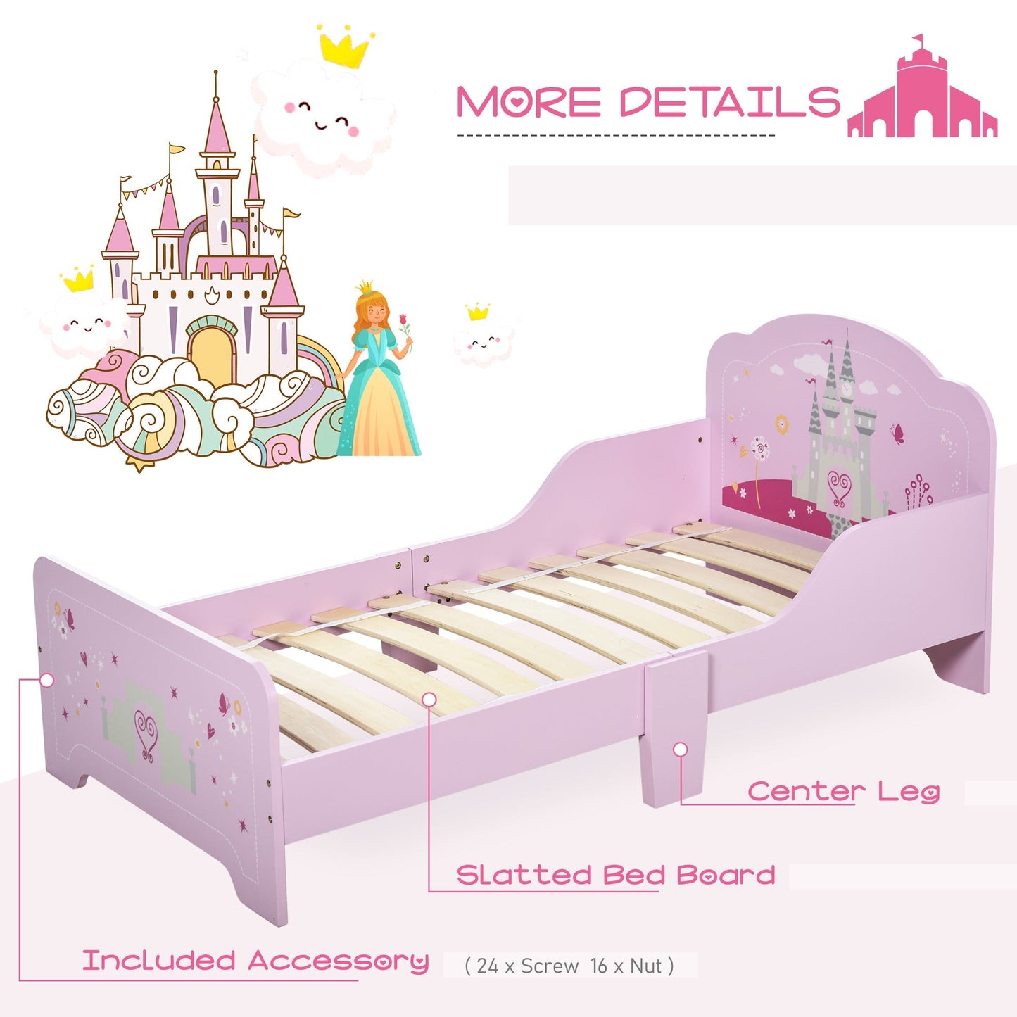 Homcom Castle-Designed Kids Single Bed