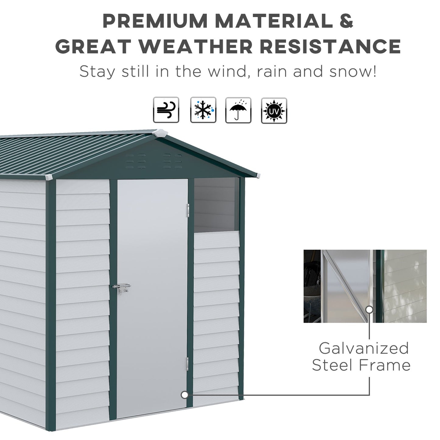 Galvanised 8.8 x 6.3' Single Door Apex Garden Shed Lockable with Window Steel Light Grey by Steadfast