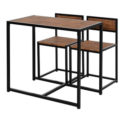 Homcom Homcom 3 Pcs Table Stool Set Industrial Design W/ Steel Frame Medium-Density Fibreboard Panels Living Room Bar Modern Furniture