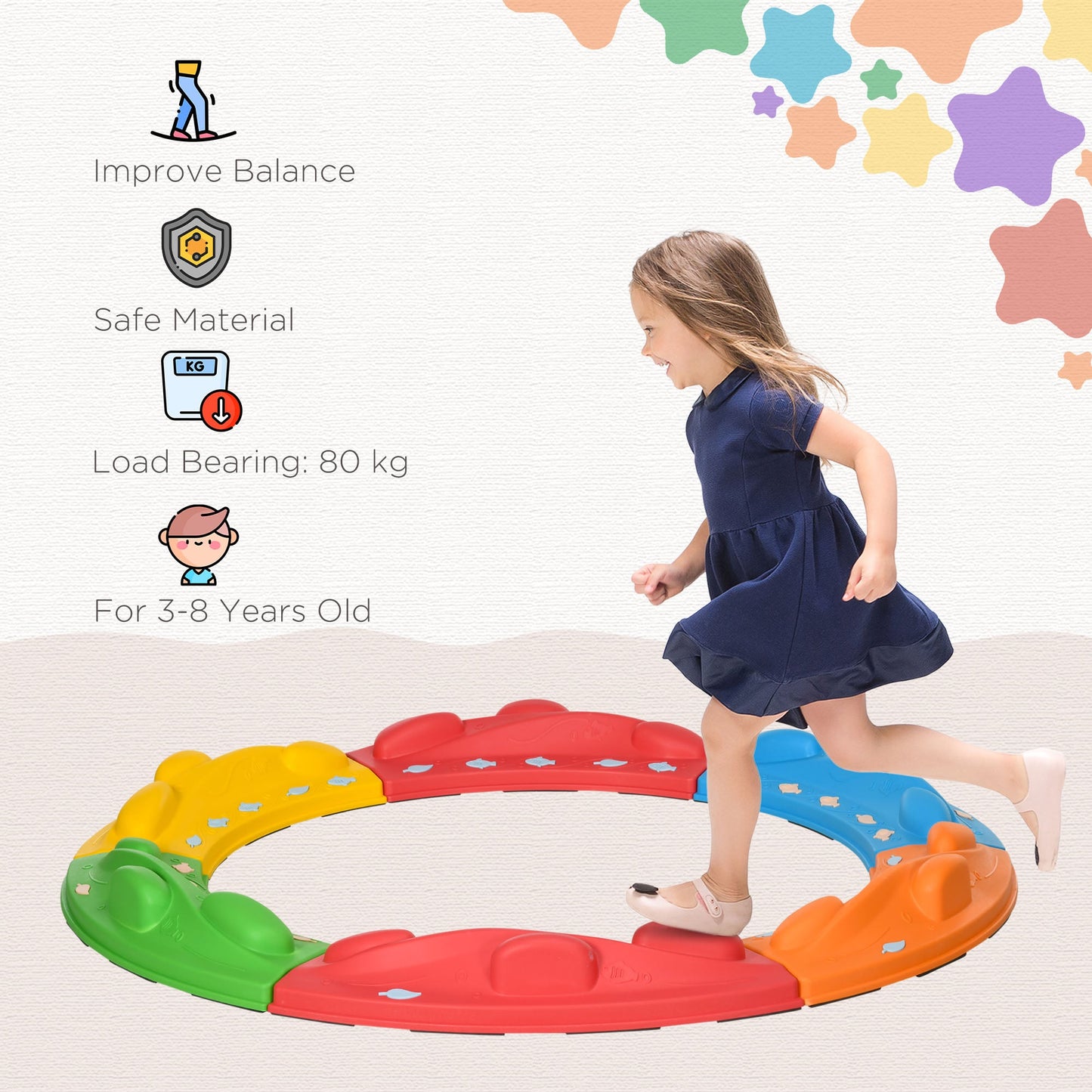 84cm Balance Beam 3 To 8 Years Multicoloured by Zonekiz