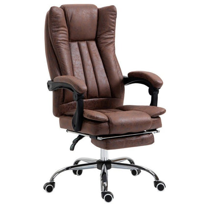 Vinsetto Vinsetto Home Office Chair Microfibre Desk Chair With Reclining Function Armrests Swivel Wheels Footrest Brown