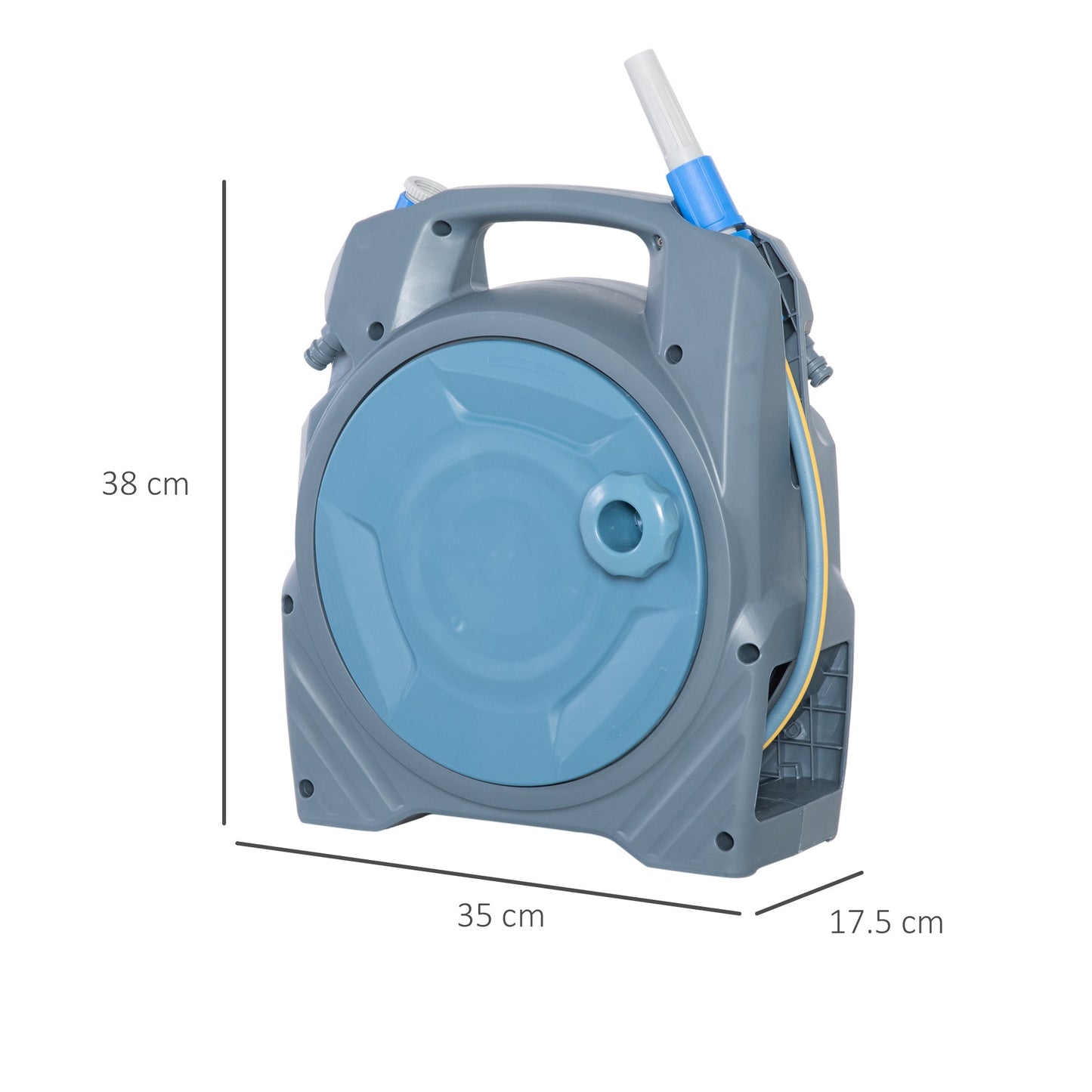 Retractable Garden Hose Reel with 10m + 10m Hose and Simple Manual Rewind