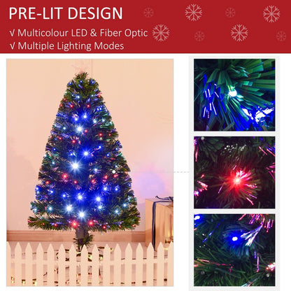 4 Foot Prelit Artificial Christmas Tree with Multi-Coloured Fiber Optic LED Light