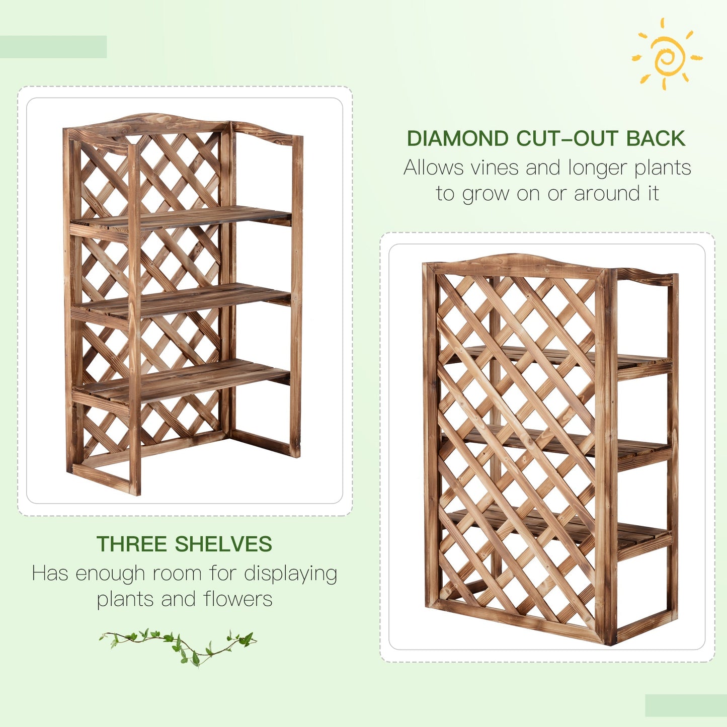 3-Tier Wooden Plant Stand Shelf