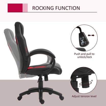 Vinsetto High-Back Office Chair Faux Leather Swivel Computer Desk Chair For Home Office With Wheels Armrests Black