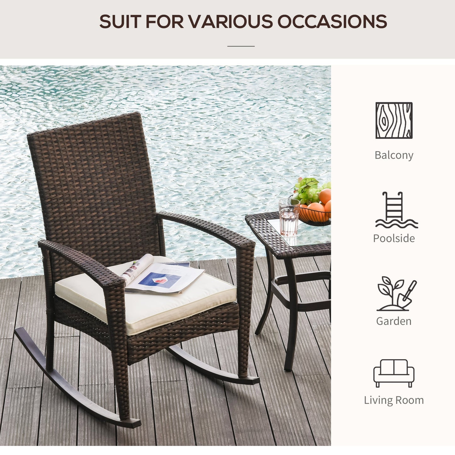 Outdoor PE Rattan Rocking Chair