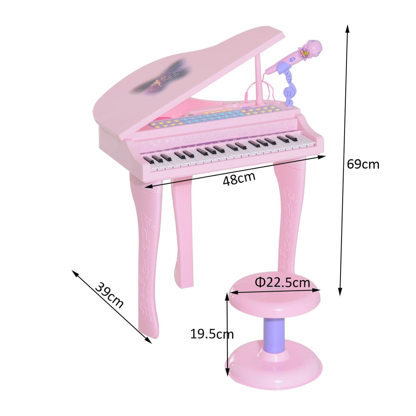 Mini Electronic Piano W/Stool-Pink