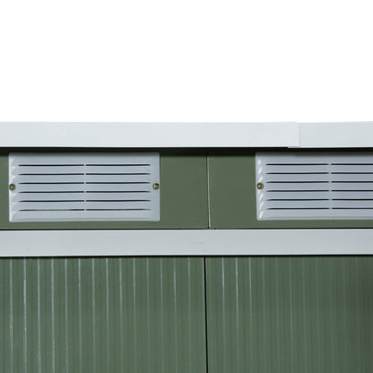 Corrugated 9 x 4' Double Door Pent Garden Shed With Ventilation Steel Light Green by Steadfast