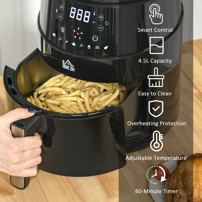 1500W 4.5L Air Fryer 8 Presets With Digital Display Black & Steel