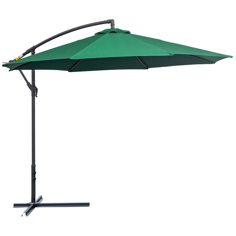 Outsunny Outsunny 3M Banana Hanging Parasol Umbrella Green