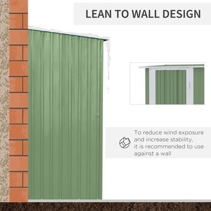 Galvanised 5 x 3' Single Door Pent Garden Store Lockable Steel Light Green by Steadfast