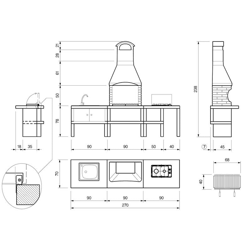 Palazzetti Marbella Masonry Garden BBQ Kitchen by Palazzetti