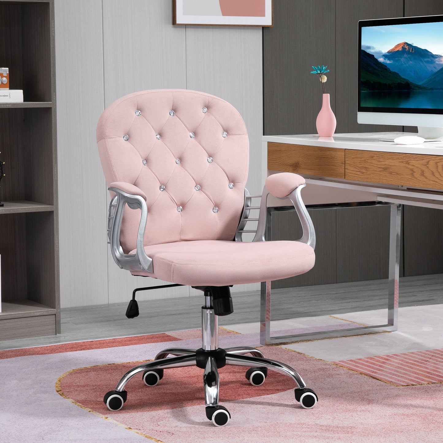 Vinsetto Office Chair with Diamond Tufted Velour