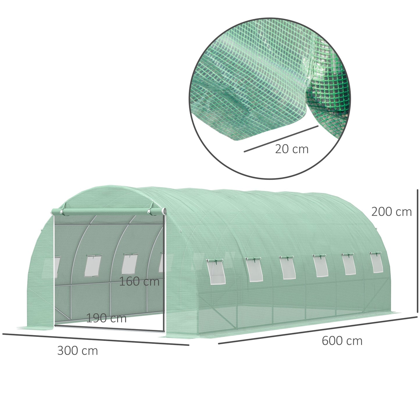 6L x 3W x 2H M Greenhouse Walk-in Polytunnel Outdoor Garden Flower Vegetable Planter 25mm Diameter Galvanised Steel Frame w/ Zipped Door