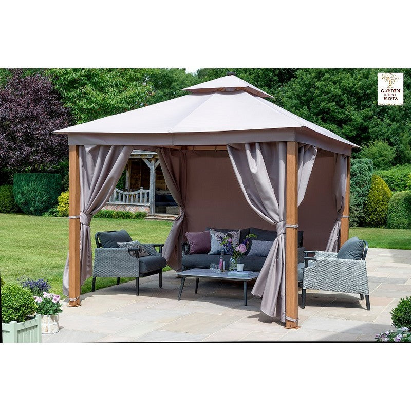 Garden Must Haves Luxury Garden Gazebo by Garden Must Haves with a 3 x 3M Taupe Canopy