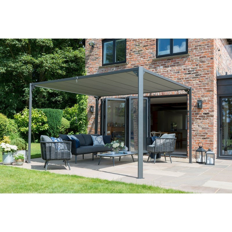 Garden Must Haves Pandora 3.6 x 3M Garden Pergola by Garden Must Haves Retractable Grey