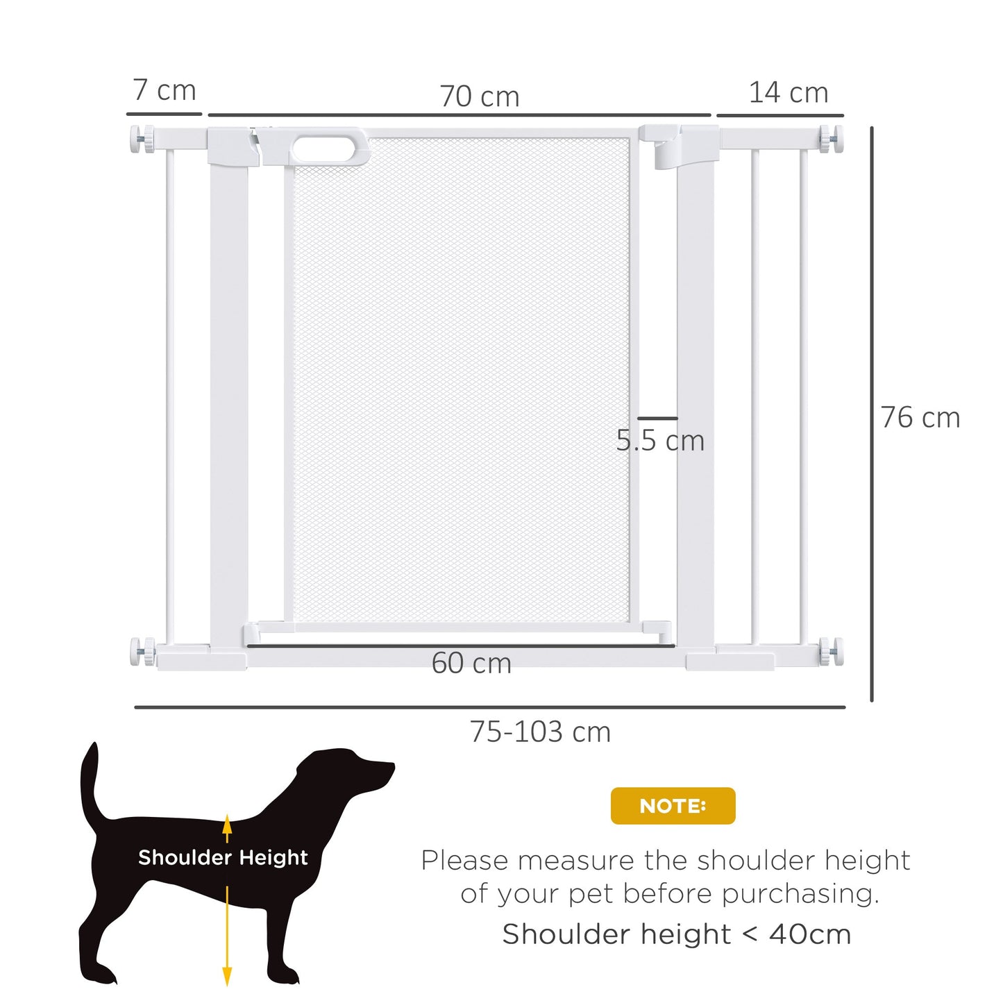 PawHut Pressure Fit Safety Gate for Doorways and Staircases